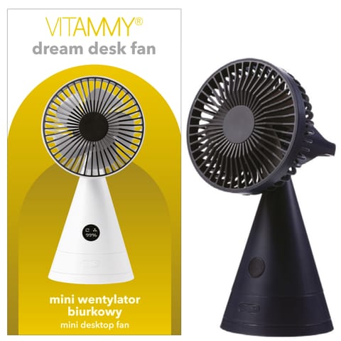 ⁨VITAMMY DREAM DESK FAN GRANATOWY Mini wentylator biurkowy USB, 4000 mAh⁩ w sklepie Wasserman.eu
