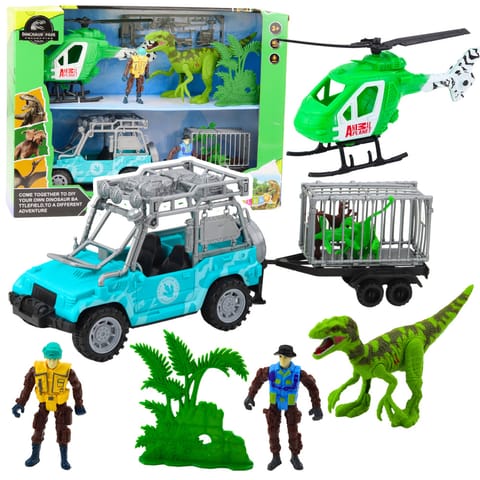 ⁨Zestaw Z Dinozaurem Helikopter Samochód Figurki Akcesoria Światła Dźwięki⁩ w sklepie Wasserman.eu