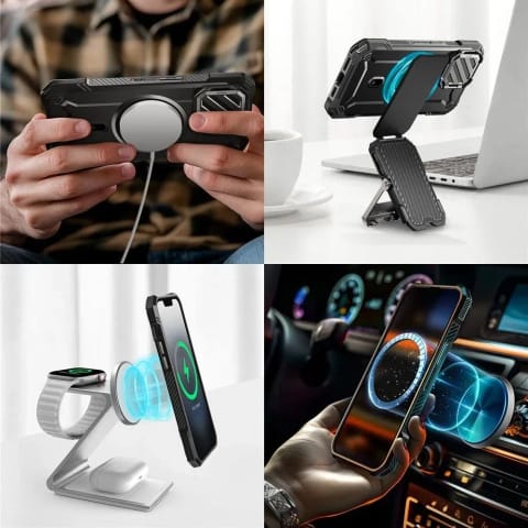 ⁨Etui Supcase UB XT Mag MagSafe iPhone 16e Black z podstawką⁩ w sklepie Wasserman.eu