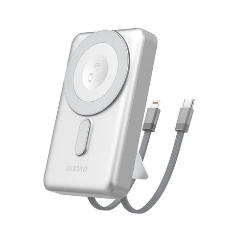 Powerbank K29 10000mAh MagSafe metalowa obudowa podstawka kable USB-C iPhone Lightning PD 20W - srebrny w sklepie Wasserman.eu