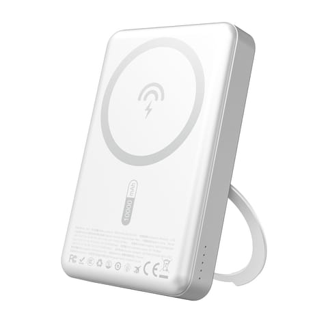 Powerbank K28 10000mAh z MagSafe z metalową obudową i podstawką PD 22.5W - srebrny w sklepie Wasserman.eu