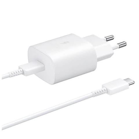 ⁨Ładowarka sieciowa Samsung USB-C 25W z kablem USB-C - biała⁩ w sklepie Wasserman.eu