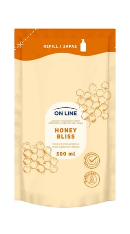 ⁨ON LINE Kremowe mydło do rąk i ciała Miód & Proteiny mleka - zapas 500 ml⁩ w sklepie Wasserman.eu