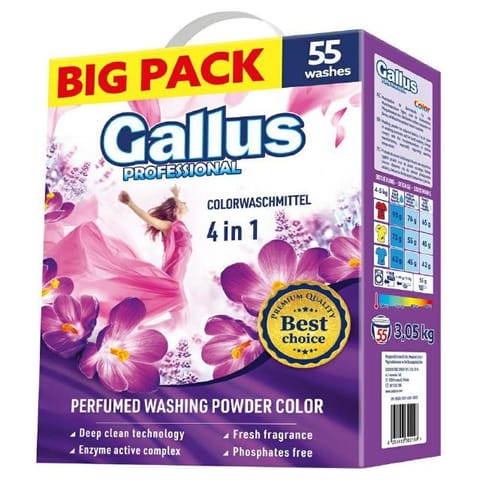 ⁨GALLUS PROFESSIONAL Proszek do prania 4w1 (55 prań) - Color 3.05 kg⁩ w sklepie Wasserman.eu
