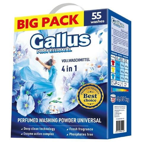 ⁨GALLUS PROFESSIONAL Proszek do prania 4w1 (55 prań) - Universal 3.05 kg⁩ w sklepie Wasserman.eu