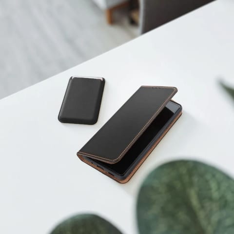 ⁨Kabura Smart Pro Book do Samsung S25 Edge Skórzana Czarna⁩ w sklepie Wasserman.eu