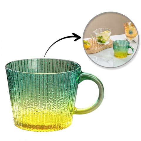 ⁨Filiżanka szklanka ryflowana duża butelkowa zieleń ombre 380 ml 1szt SZK176⁩ w sklepie Wasserman.eu