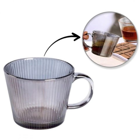 ⁨Filiżanka szklanka ryflowana duża grafit, szara 380 ml 1szt SZK177⁩ w sklepie Wasserman.eu