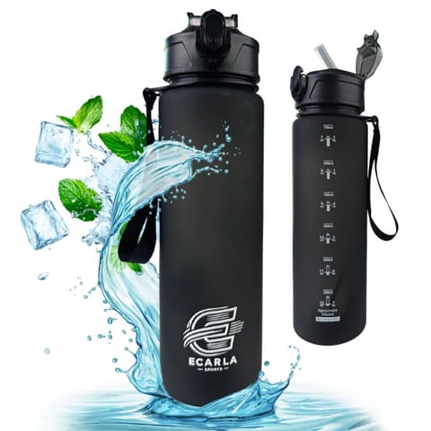 ⁨Butelka na wodę, sportowy bidon matowy 750ML czarny ECARLA SPORTS BD48⁩ w sklepie Wasserman.eu