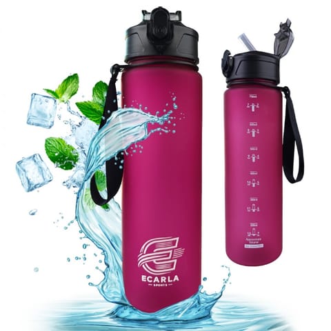 ⁨Butelka na wodę, sportowy bidon matowy 750ML bordowy ECARLA SPORTS BD49⁩ w sklepie Wasserman.eu