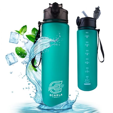 ⁨Butelka na wodę, sportowy bidon matowy 750ML turkus ECARLA SPORTS BD50⁩ w sklepie Wasserman.eu