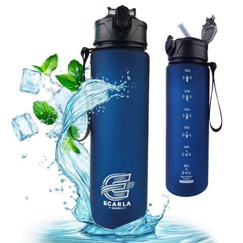 ⁨Butelka na wodę, sportowy bidon matowy 750ML granat ECARLA SPORTS BD51⁩ w sklepie Wasserman.eu