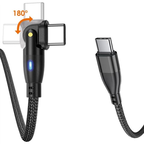 ⁨Kabel pleciony Spider Rotation USB typ-C x USB typ-C 1.5 m Czarny⁩ w sklepie Wasserman.eu