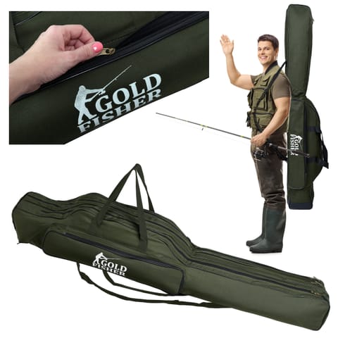 ⁨Pokrowiec na wędki 140 cm Gold Fisher 3 komory⁩ w sklepie Wasserman.eu