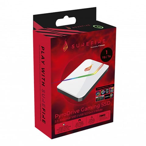 ⁨SSD Zewnętrzny Surefire Pyrodrive, 53692, 1000GB, Biały, 2.5", USB 3.2 GEN 1⁩ w sklepie Wasserman.eu