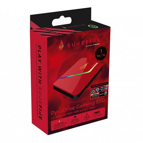 ⁨SSD Zewnętrzny Surefire Pyrodrive, 53693, 1000GB, RED, 2.5", USB 3.2 GEN 1⁩ w sklepie Wasserman.eu