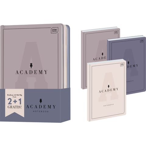 ⁨Brulion A5 96k kratka ACADEMY 2+1 gratis mix okładek INTERDRUK⁩ w sklepie Wasserman.eu
