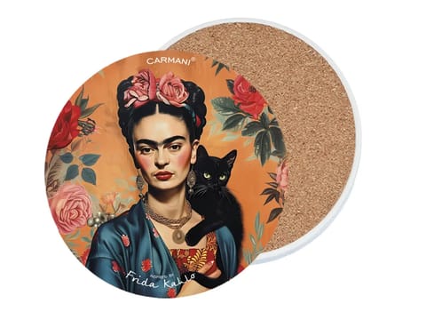 ⁨Podkładka ceramiczna, okrągła (duża) - Inspirowane malarstwem F. Kahlo (CARMANI)⁩ w sklepie Wasserman.eu