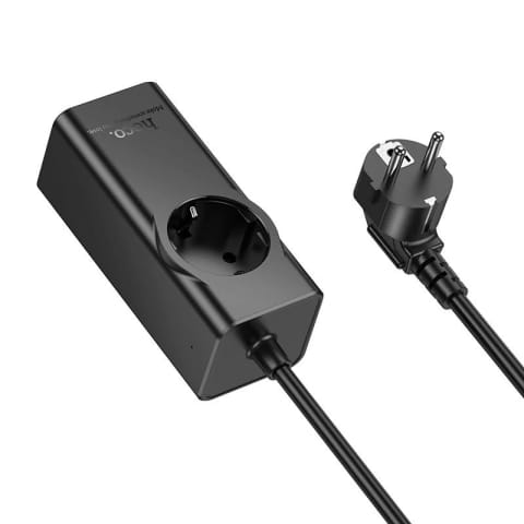 ⁨Przedłużacz Ładowarka Hoco NS9 2 m 67W 1x230V + USB-C 3x + USB-A Czarny⁩ w sklepie Wasserman.eu