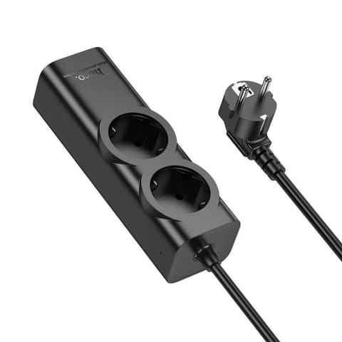 ⁨Przedłużacz ładowarka Hoco NS10 2 m 67W 2x230V + USB-C 3x + USB-A Czarny⁩ w sklepie Wasserman.eu