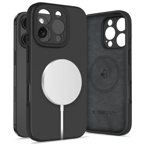 ⁨Etui Tech-Protect Liquid Silicone MagSafe iPhone 16 Pro Black⁩ w sklepie Wasserman.eu