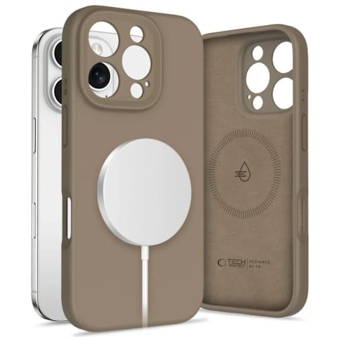 ⁨Etui Tech-Protect Liquid Silicone MagSafe iPhone 16 Pro Max Brown⁩ w sklepie Wasserman.eu