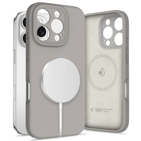 ⁨Etui Tech-Protect Liquid Silicone MagSafe iPhone 16 Pro Stone Grey⁩ w sklepie Wasserman.eu