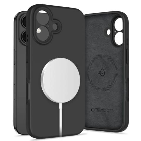 ⁨Etui Tech-Protect Liquid Silicone MagSafe iPhone 16 Black⁩ w sklepie Wasserman.eu