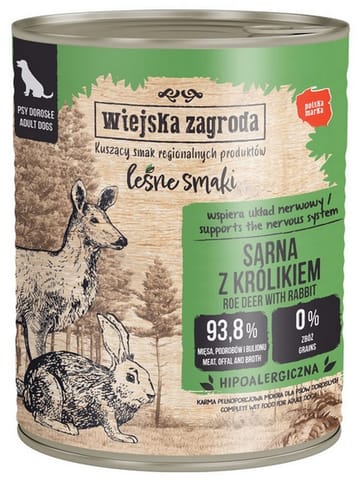 ⁨Wiejska Zagroda Leśne Smaki Sarna z królikiem puszka 800g⁩ w sklepie Wasserman.eu