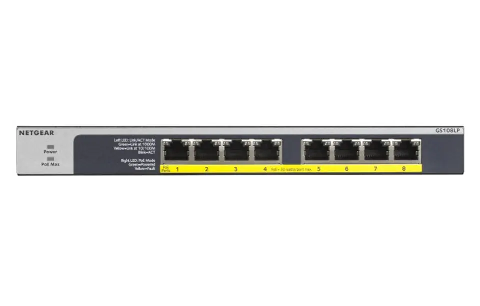 Netgear GS108LP-100EUS 8PT POE/POE+ GIGABIT UNMANAG w sklepie Wasserman.eu