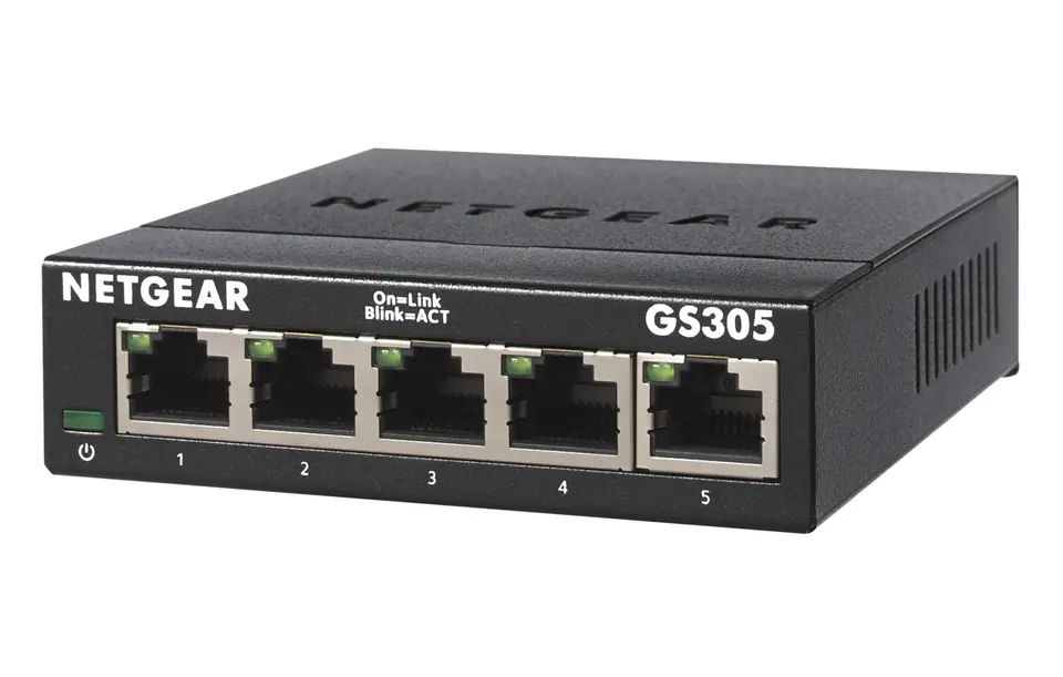 ⁨Netgear GS305 Unmanaged L2 Gigabit Ethernet (10/100/1000) Black⁩ at Wasserman.eu