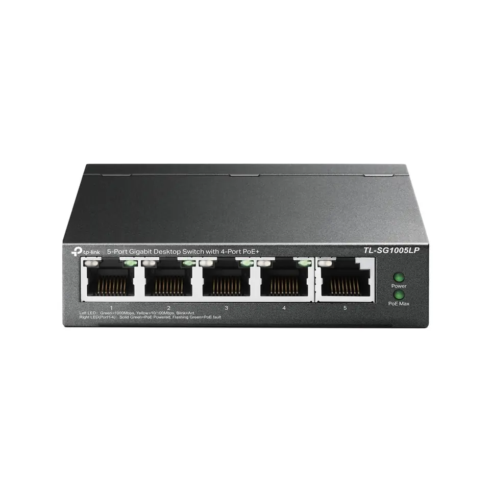 ⁨TP-Link TL-SG1005LP network switch Unmanaged Gigabit Ethernet (10/100/1000) Power over Ethernet (PoE) Black⁩ at Wasserman.eu