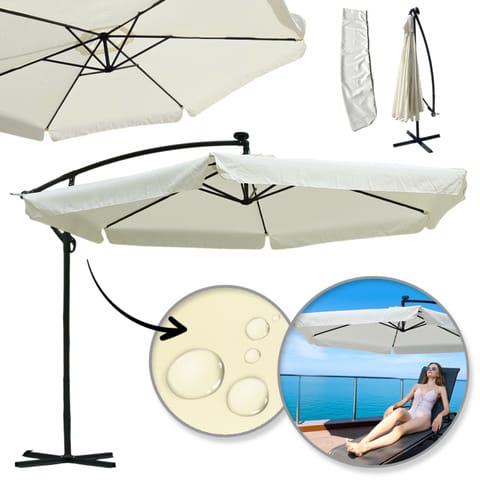 ⁨Parasol ogrodowy z wysięgnikiem i falbanką, kremowy 3,5 m. OGP10⁩ w sklepie Wasserman.eu
