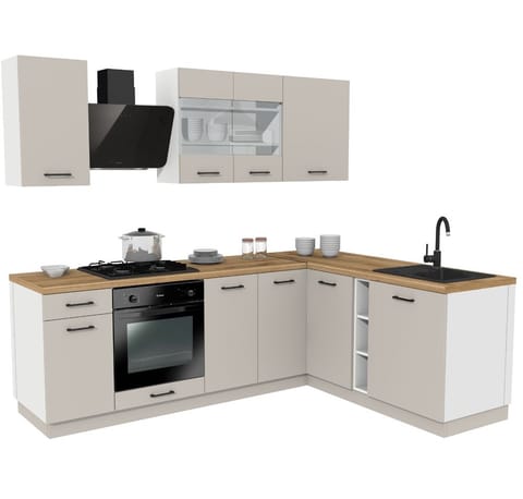 ⁨MEBLE KUCHENNE ZESTAW VARIO Z1 240x180CM KASZMIR BLAT DĄB EVOKE BEZ AGD⁩ w sklepie Wasserman.eu