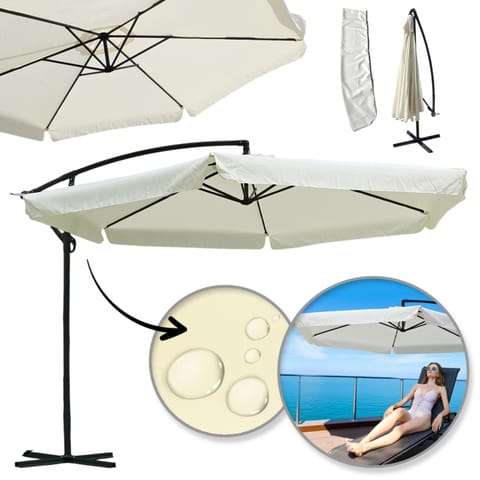⁨Parasol ogrodowy z wysięgnikiem i falbanką, kremowy 3,5 m. OGP10⁩ w sklepie Wasserman.eu