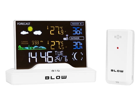 ⁨Stacja pogodowa bezprzewodowa BLOW WS104 biała⁩ w sklepie Wasserman.eu