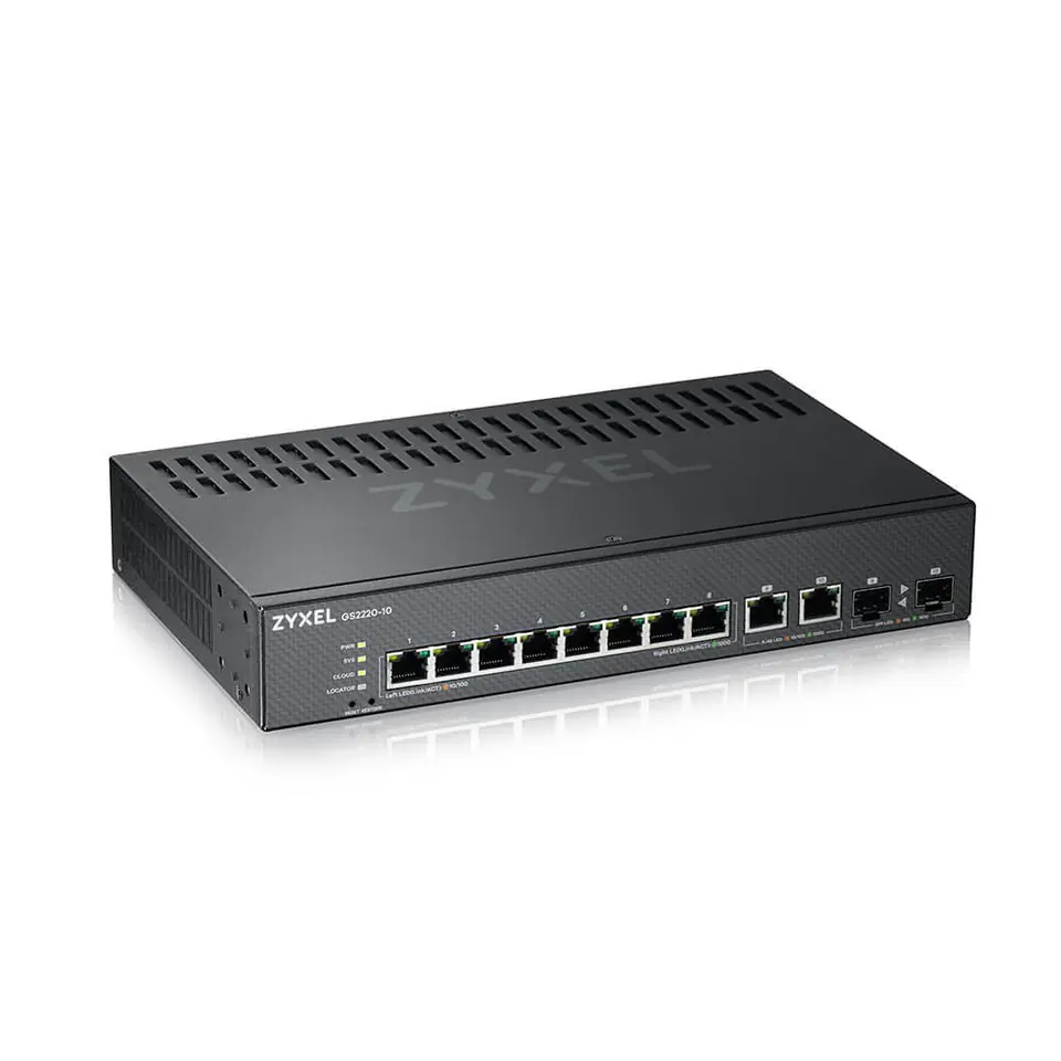 ⁨Zyxel GS2220-10-EU0101F network switch Managed L2 Gigabit Ethernet (10/100/1000) Black⁩ at Wasserman.eu