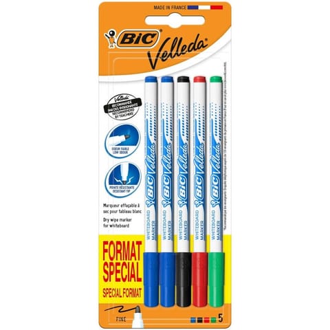 ⁨Marker Velleda suchościeralny mix 5 kolorów okrągła końcówka F 9126451 BIC⁩ w sklepie Wasserman.eu