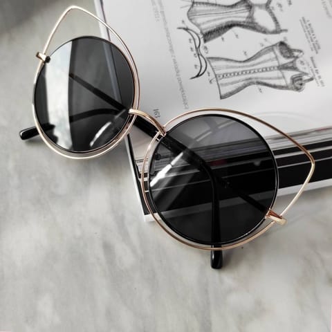 ⁨OKULARY LUSTRZANE KOCIE OCZY - CZARNE OK86WZ2⁩ w sklepie Wasserman.eu