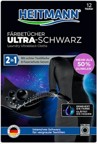 ⁨Heitmann Ultra Schwarz 2in1 Chusteczki Odnawiające Czerń 12 szt.⁩ w sklepie Wasserman.eu