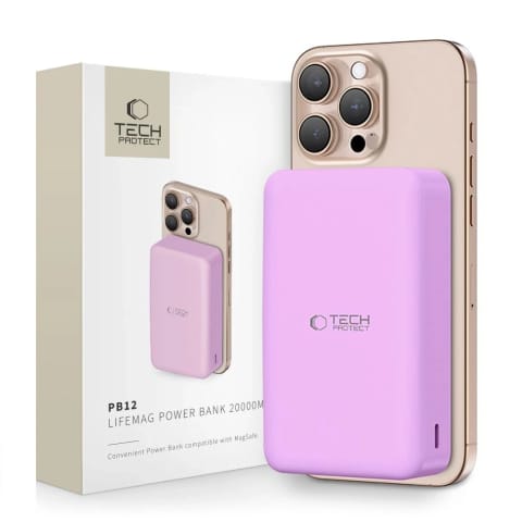 ⁨Powerbank Tech-Protect PB12 LifeMag 20000mAh MagSafe Lilac 15W⁩ w sklepie Wasserman.eu