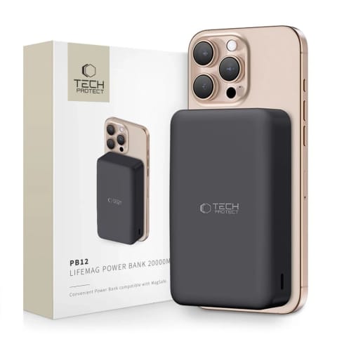 ⁨Powerbank Tech-Protect PB12 LifeMag 20000mAh MagSafe Black 15W⁩ w sklepie Wasserman.eu