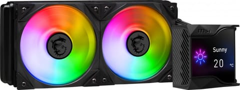 ⁨MSI MPG CORELIQUID D240 Liquid CPU Cooler '240mm Radiator, 2.4'' LCD display with fan, 3x 120mm ARGB PWM Fan, Center, Supports Intel and AMD Platforms, Cooled by ASETEK'⁩ at Wasserman.eu