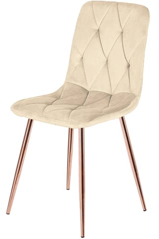 ⁨Krzesło tapicerowane BORGO VELVET BEIGE ROSE GOLD⁩ w sklepie Wasserman.eu