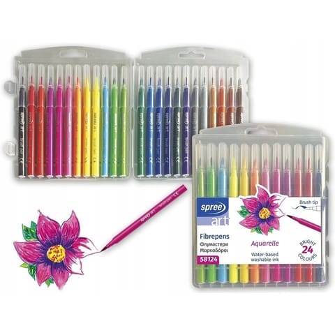 ⁨Flamastry pędzelkowe 24kol. FLA-58124P-00101 HOH-I-NOOR⁩ w sklepie Wasserman.eu