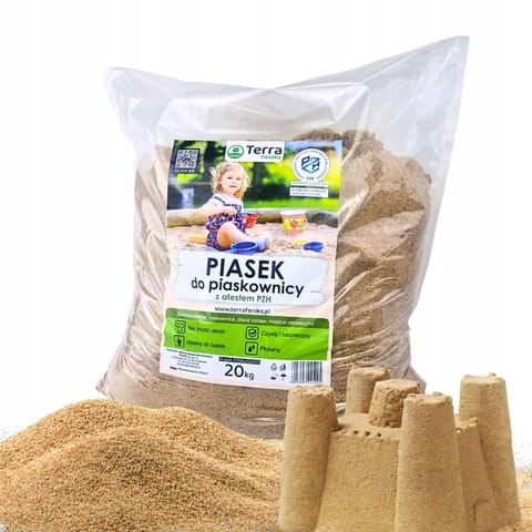 ⁨Piasek do piaskownicy Terra 20 kg, atestowany, drobny, niebrudzący⁩ w sklepie Wasserman.eu
