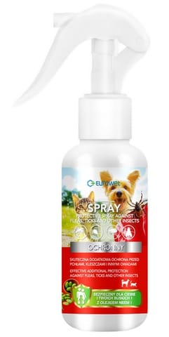 ⁨Eurowet Spray ochronny przeciwko pchłom i kleszczom dla psa i kota 100ml⁩ w sklepie Wasserman.eu