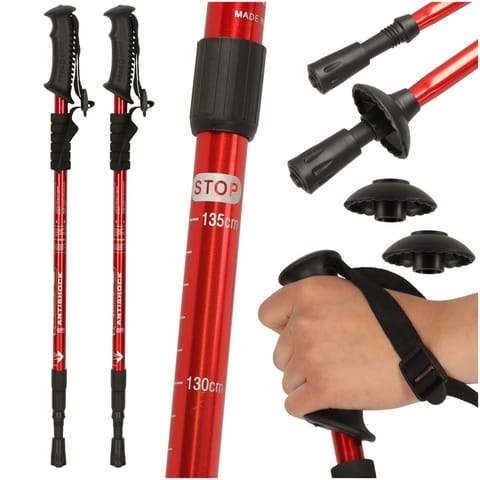 ⁨Kijki kije trekkingowe do nordic walking składane 2 sztuki czerwone⁩ w sklepie Wasserman.eu