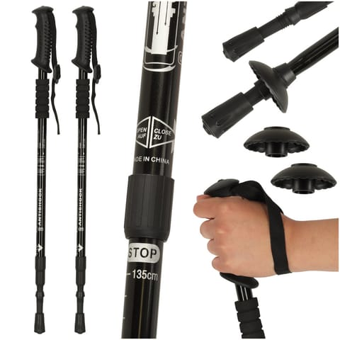 ⁨Kijki kije trekkingowe do nordic walking składane 2 sztuki czarne⁩ w sklepie Wasserman.eu