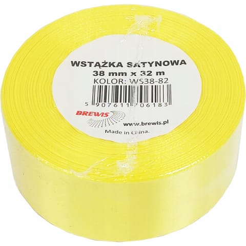 ⁨Wstążka satynowa 38mm/32m kanarkowa 82 BREWIS⁩ w sklepie Wasserman.eu
